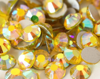 Citrine Yellow AB Crystal Glass Rhinestones - SS20, 1440 pieces - 5mm Flatback, Round, Loose Bling
