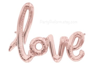 LOVE Balloon Banner Balloon Rose Gold Large Balloon LOVE Banner Air Fill only Wedding Engagement Party Bridal Shower Bachelorette Party