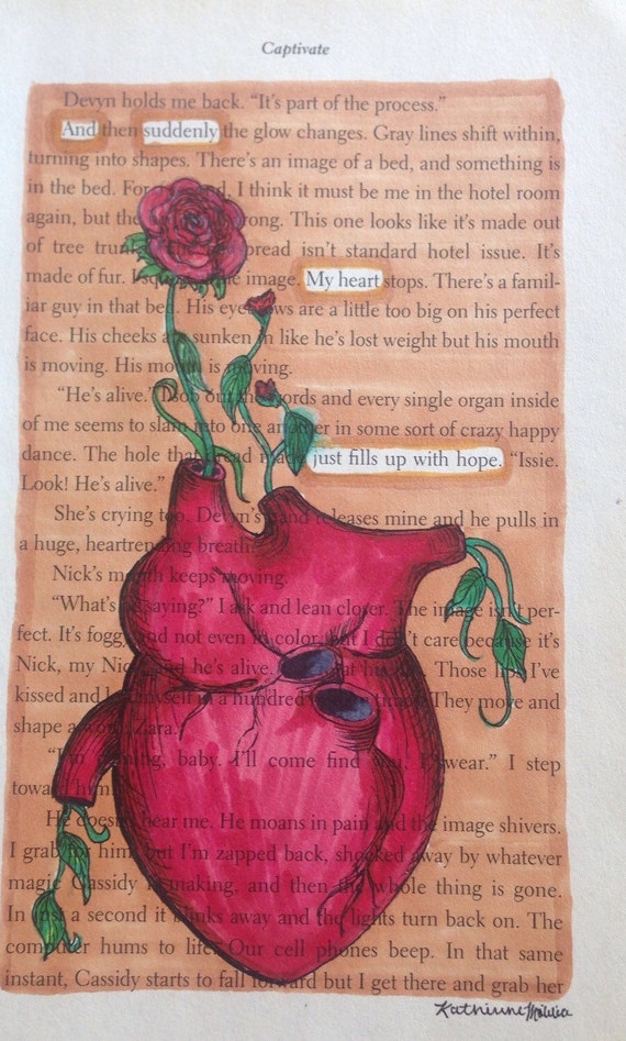 Items similar to My Hopeful Heart - Blackout Poetry, Book Art, Art ...