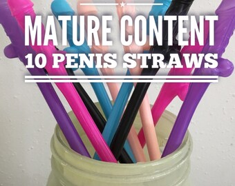 Penis Straws, 10 big D*ck straws, mixed color, multi racial penis straws, dicky straws,1-10 Dick straws, willy straws