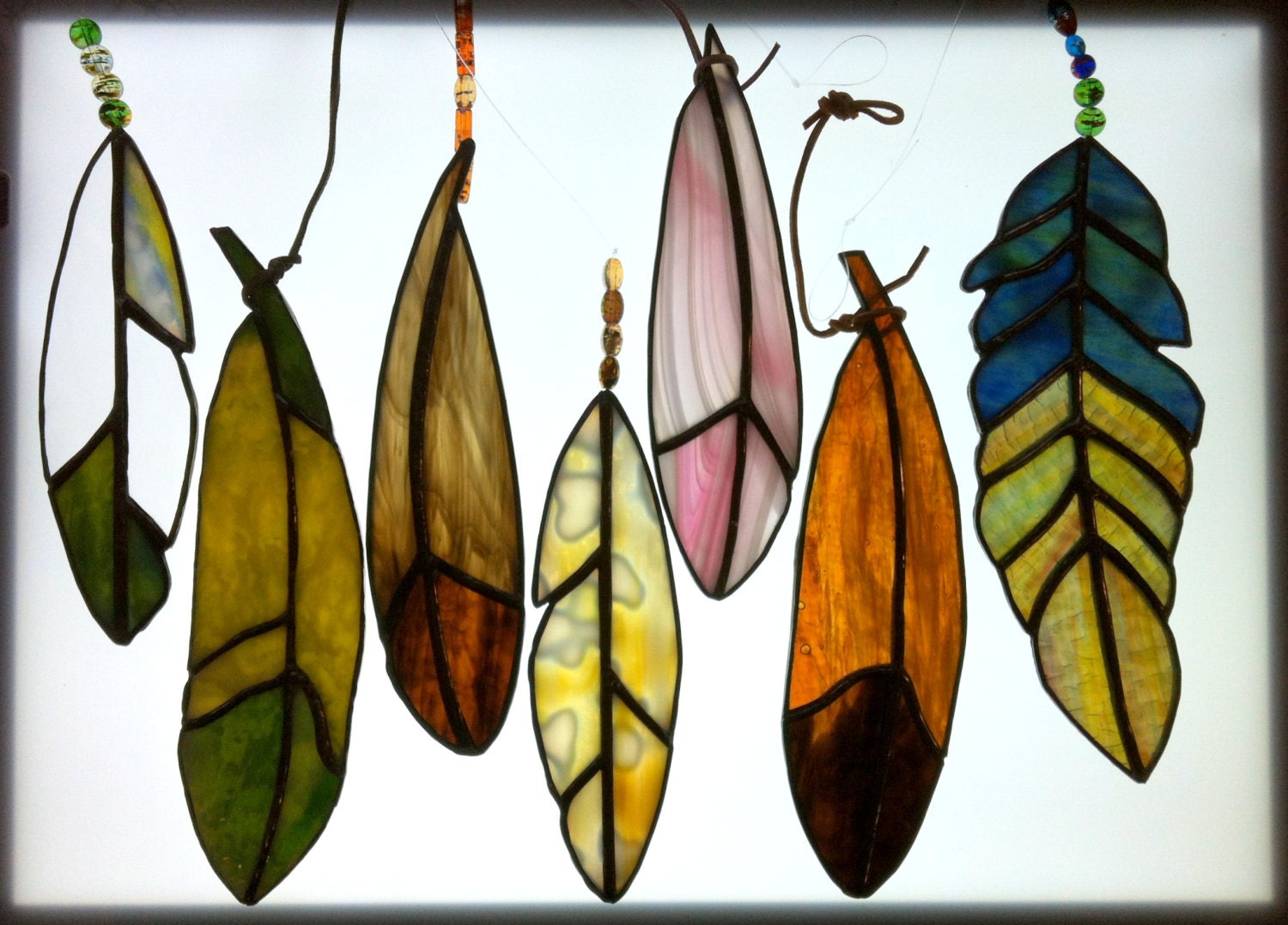Stained Glass Feathers Mottled & Art Glass by by CountYourCookies