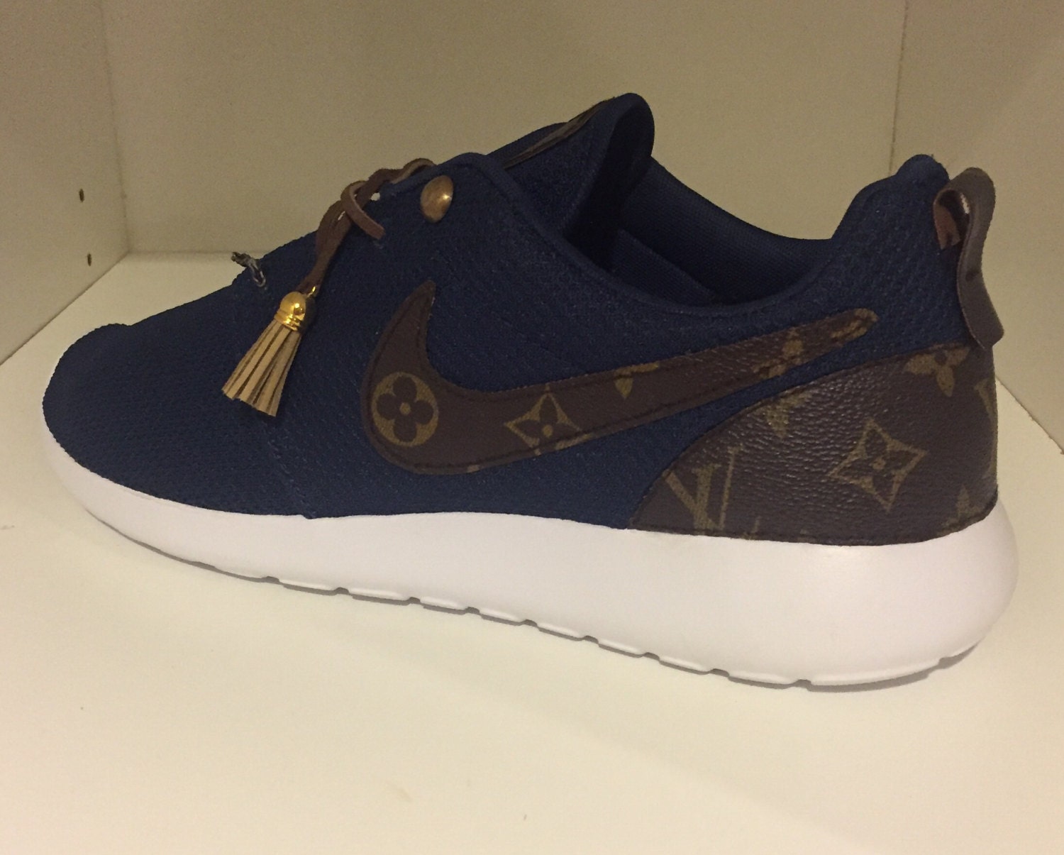 Custom Nike roshe run with Louis Vuitton fabric by JFTMG on Etsy