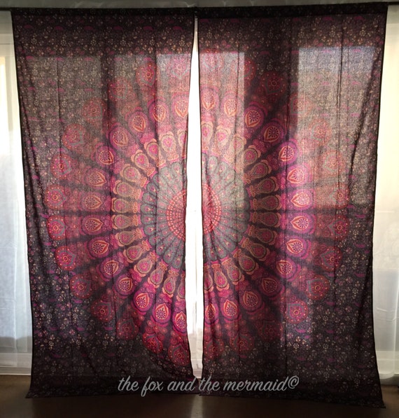 Mandala tapestry curtains boho window treatments boho
