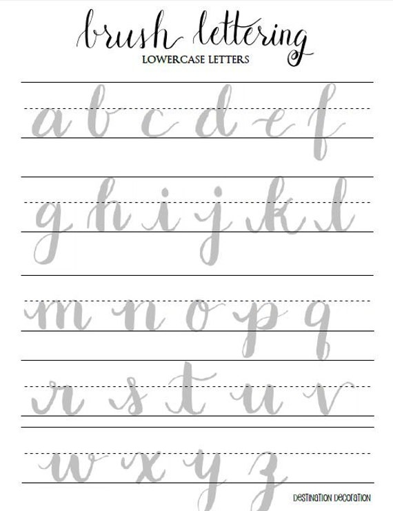 Brush Lettering Practice Worksheets Lowercase by StunningScript