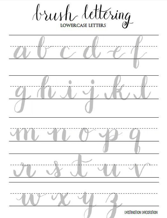 Brush Lettering Practice Worksheets Lowercase By Stunningscript