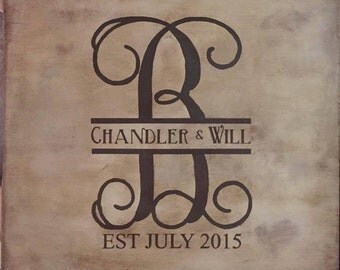 Custom Initial & Names Wedding Gift