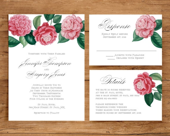 Printable Wedding Invitation Template Set | Floral Wedding ...