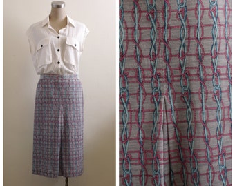 Two Dollars Sale - Vintage nautical knots print midi skirt