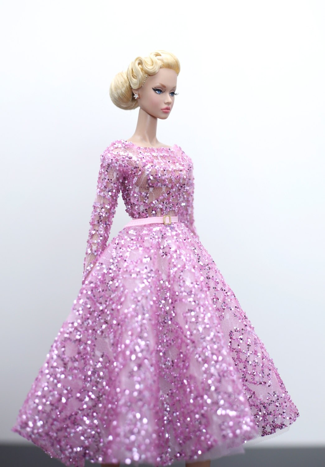 Details about   Pink Black Silver Ball Gown Formal Dress Outfit Crown Wrap fits Barbie Silkstone 