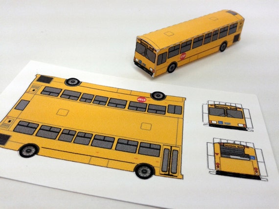 Miniature Paper Model Vehicle School Bus Paper Craft Kit