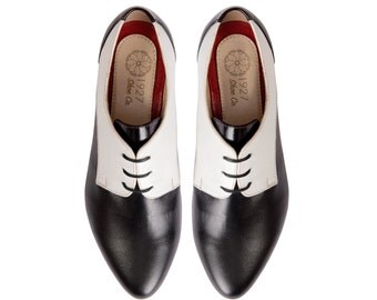 Woman Oxford Shoes - Woman Oxford - White Black Woman Shoes - Leather Oxford - Leather Shoes - Oxford - Oxford Shoes - Zapato Mujer