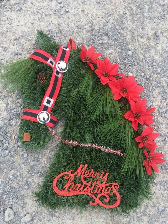 merry christmas Horse Head Christmas wreath by SnakeCreekStables