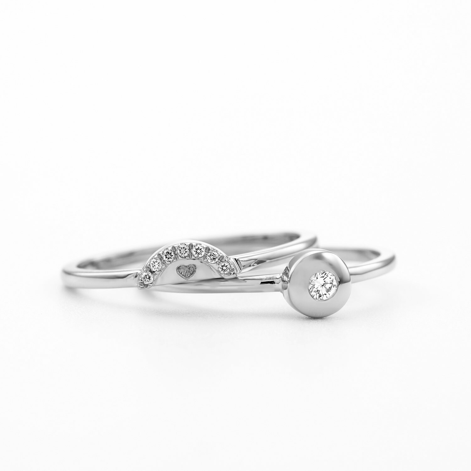 engagement diamond ring set round diamond solitaire pave halo diamond wedding ring minimal simple design by kat designs - Simple Wedding Ring Sets engagement diamond ring set round diamond solitaire pave halo diamond wedding ring minimal simple design by kat designs - Simple Wedding Ring Sets