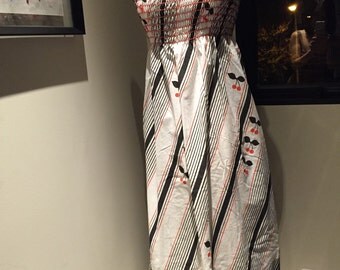 Vintage 70s Maxi Sundress with Smocking Top