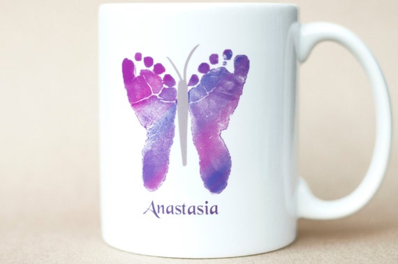 Baby Butterfly Footprint Custom Coffee Mug