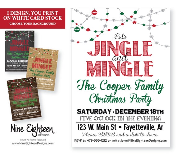 Items similar to Jingle Mingle Christmas Party invitation. Customized