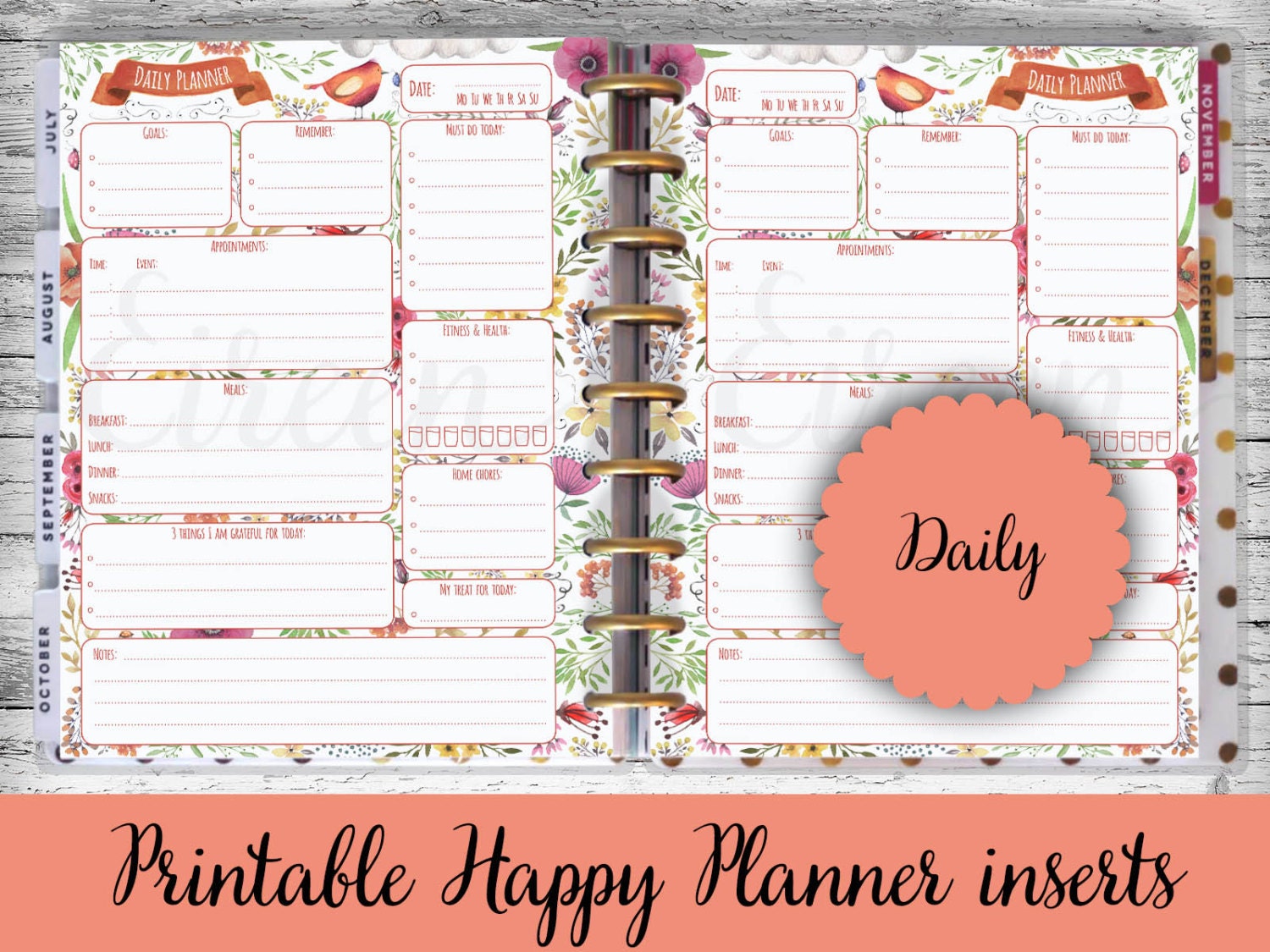 Happy Planner Printable Pages Daily Planner Daily Printable