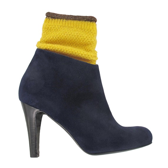 ladies boots navy blue leather