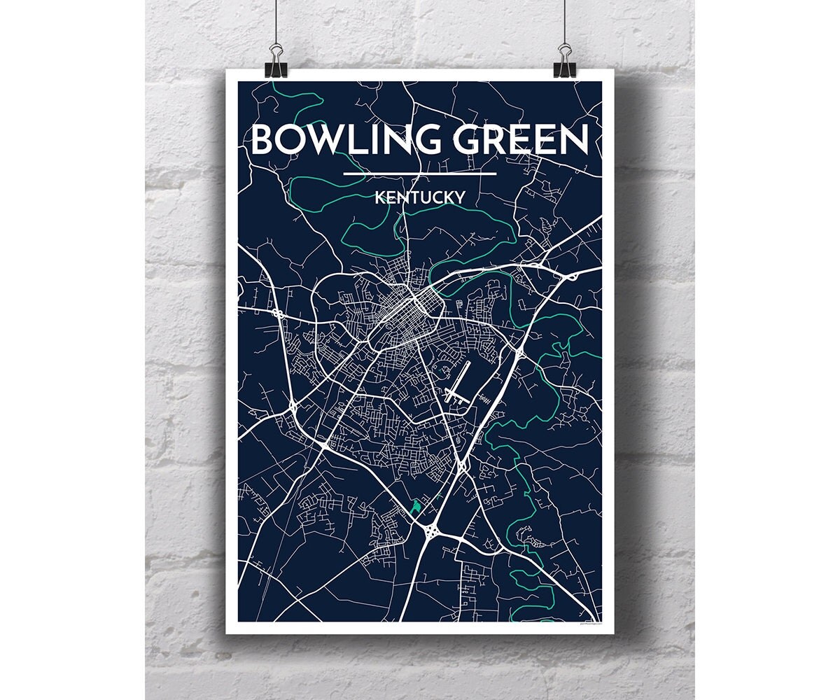 Bowling Green Kentucky City Map Print