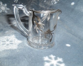 Silver Overlay Westmoreland Creamer with "Keystone W" mark. Circa 1910 - 1929