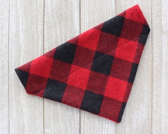 Buffalo Plaid Dog Bandana, Flannel Bandana, Pet Gift, Fall Bandana, Winter Bandana, Puppy Bandana, Gift for Pet Lovers, Slide On, Photo Prop