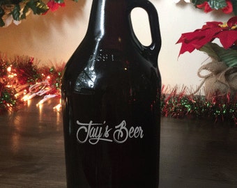 Amber Growler, Christmas Present, Personalized Growler, Custom Growler, Engraved Growler, Groomsmen Gift, Men's Christmas Gift,Home SALE
