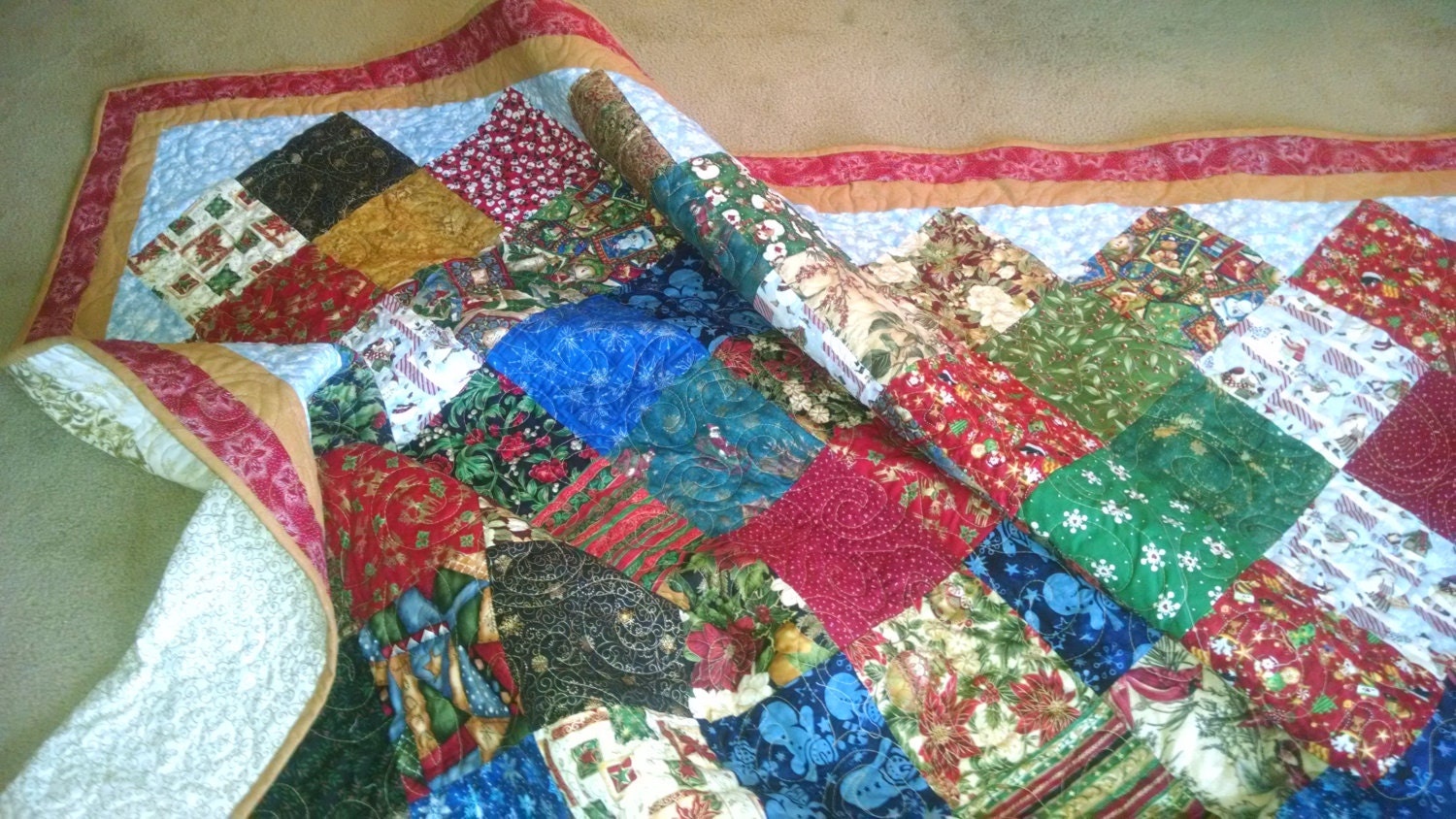 Christmas Scrap Quilt Snuggle up and enjoy by FaithWorksQuilters