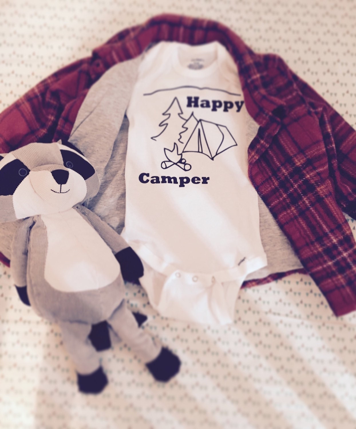 Happy Camper Baby shirt Baby Onesie Baby camping bodysuit