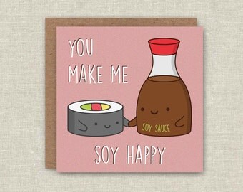 Cute Kawaii Card Pun Card Funny Birthday Card Greeting Card Anniversary Card Sushi Card For Boyfriend Card For Girlfriend Card For Husband