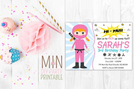 Ninja Girl Birthday Invitations 7