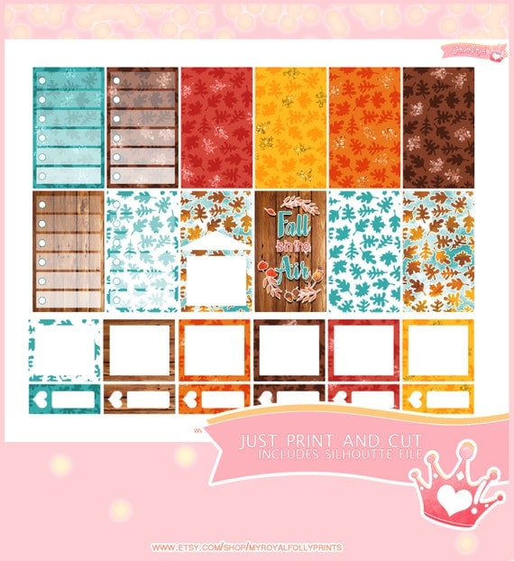 Hello Fall Kit Full Boxes  | Printable Planner Stickers | Happy Planner Boxes | Instant Digital Download with Silhouette file