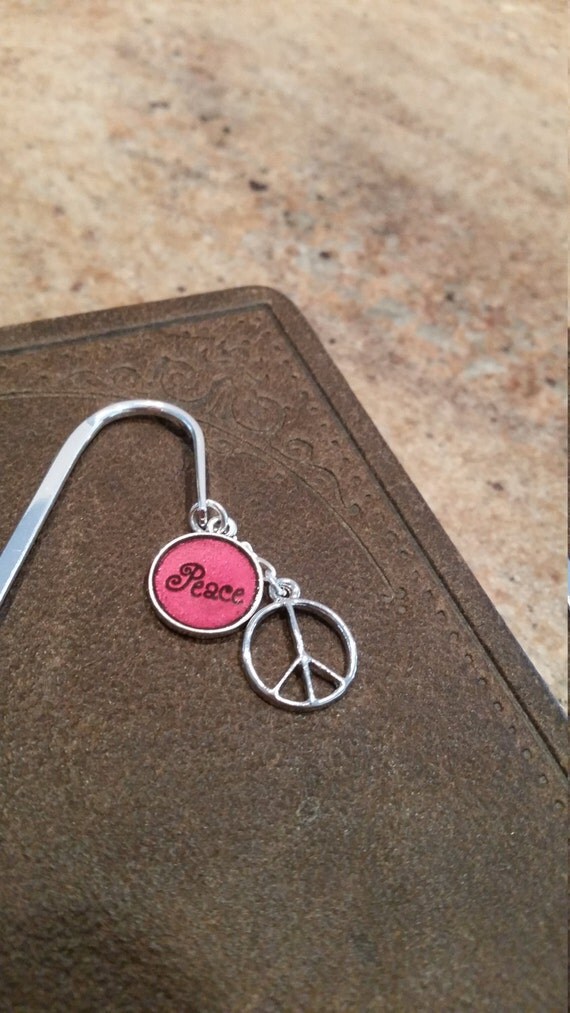 Peace sign metal bookmark