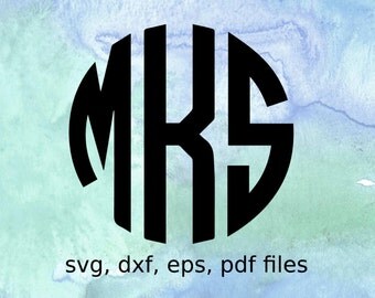 Circle Monogram DXF, SVG Font files, instant download, monogram letters, svg file, silhouette cut file, vecor, svg cutting files, initials