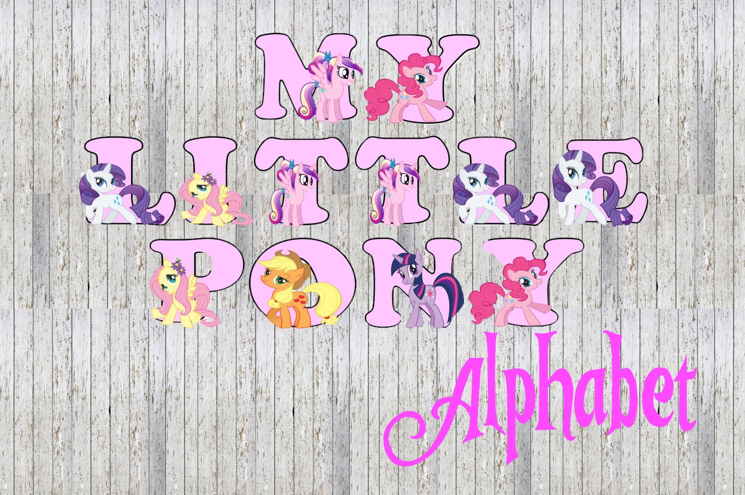 My Little Pony 26 Printable Alphabet Font by SugarRushEventsLTD