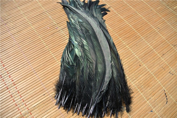 100 Pcs Black 1214inch Rooster Feather Loose Cock Feather