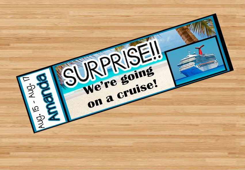 Printable Surprise Cruise Ticket With Custom Name Dates