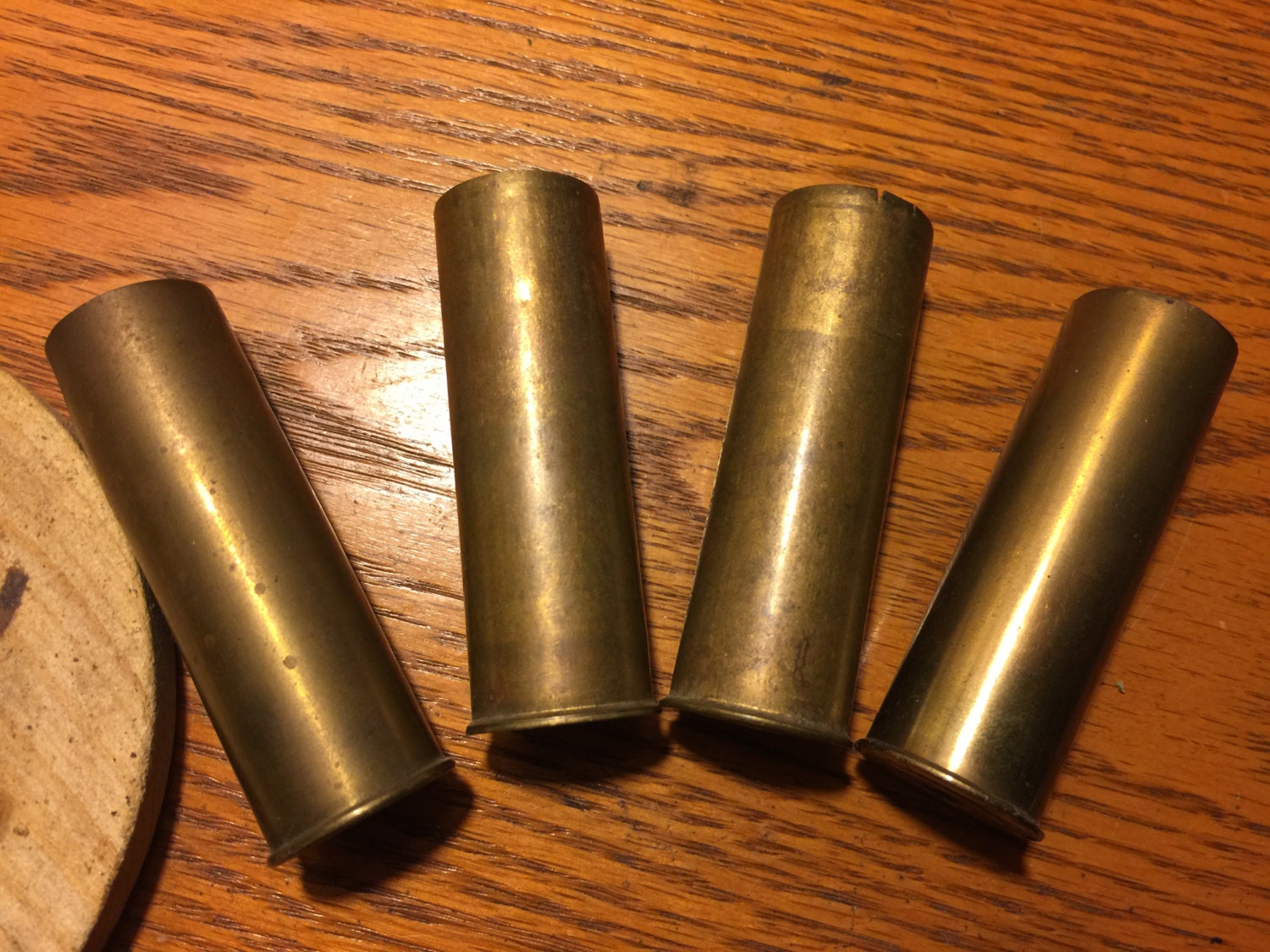 4 Vintage Rare All Brass Shotgun Shells Empty Shot Shells