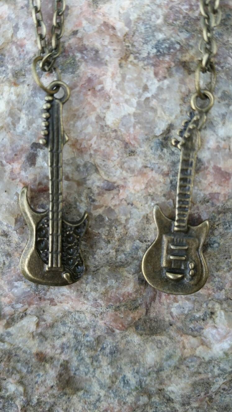 Guitar necklace friendship couples necklaces by PonyAndHisPrincess