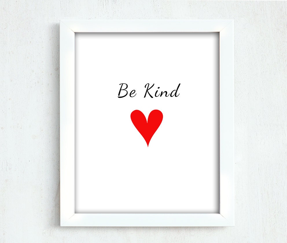 Be kind Inspirational Quote Printable heart red heart