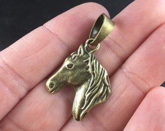 Horse Head Pendant in Vintage Bronze Tone