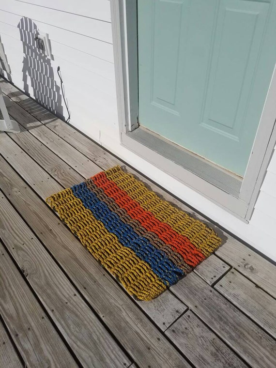 Rainbow Recycled Lobster Rope Mat In Stock by MayhemRopeWorks