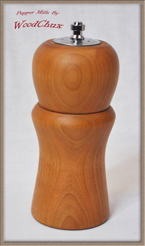 331 Handmade Black Cherry Wood Wooden Pepper Mill Grinder And