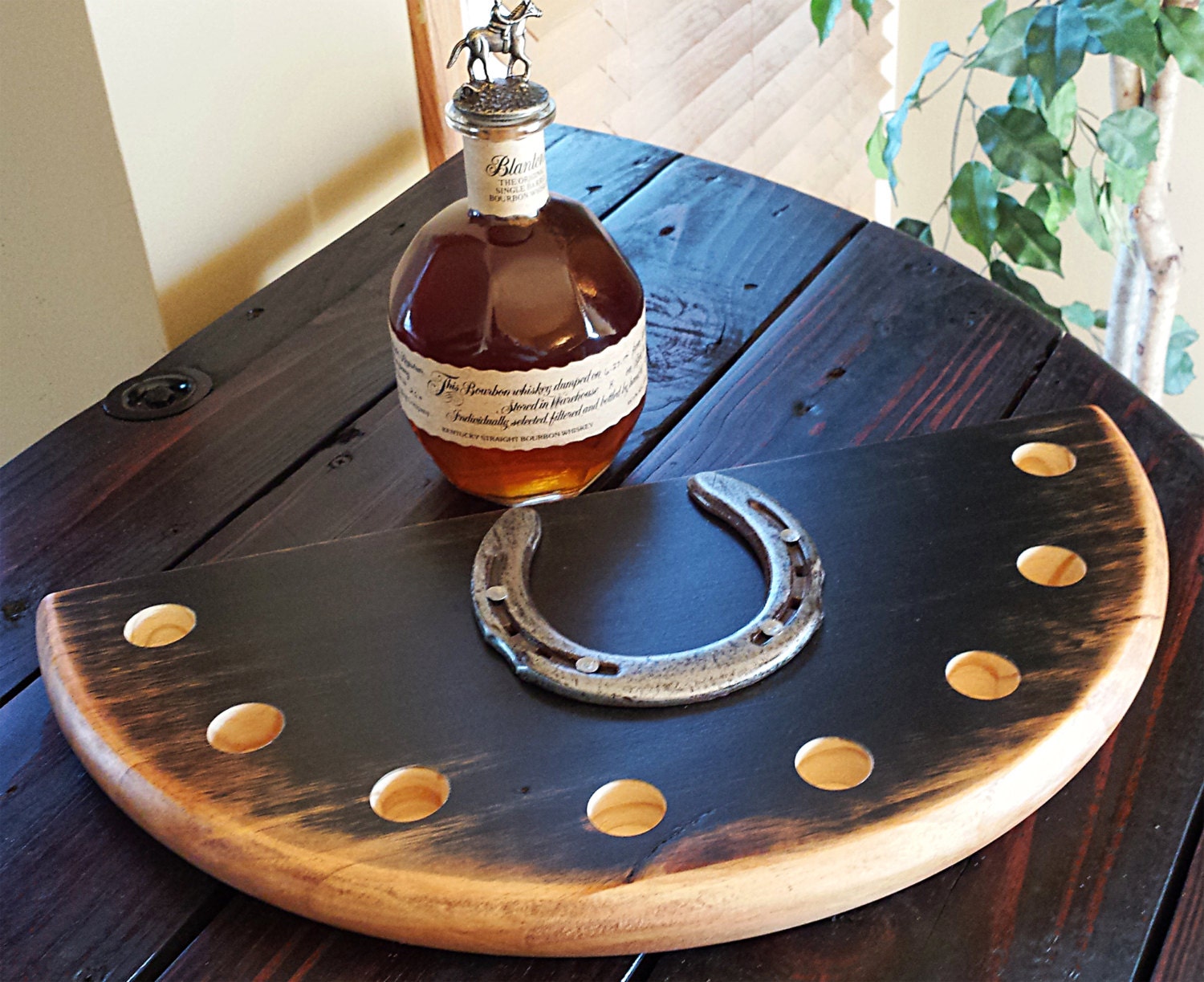 LARGE size Blanton's bourbon bottle cork stopper solid wood display