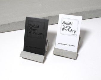 Geometric concrete desktop business card holder (perfect for both Vertical & Horizontal cards)
