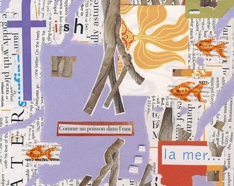 Collage-Comme un poisson dans l'eau-Free Shipping-I feel like a fish in water collage