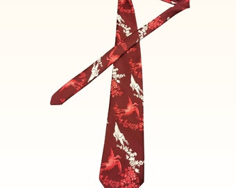 Vintage 1970s Prince Consort Golden Clasp Burgundy and White Polyester Crane Tie