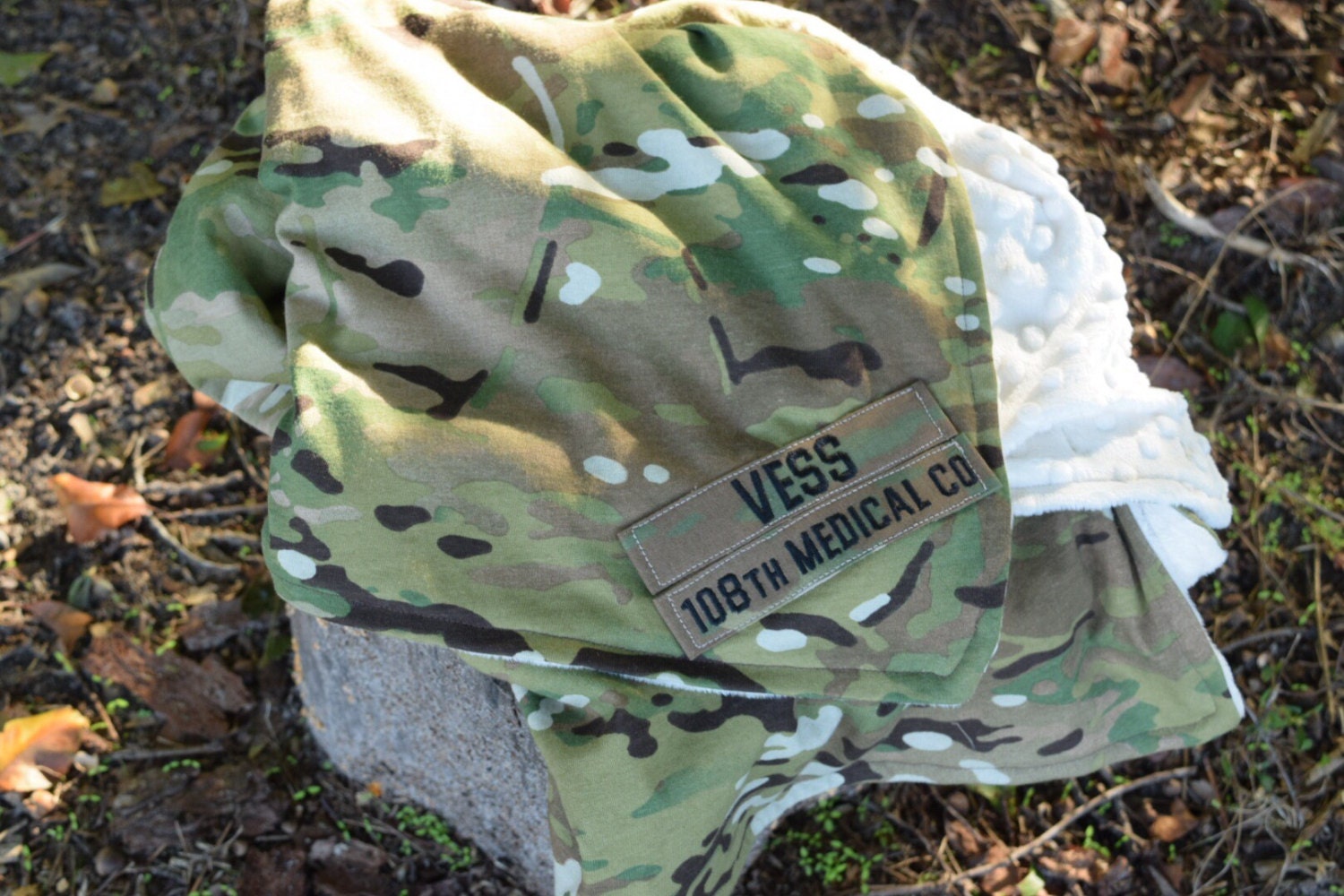 Baby Blankets Army Military Unit Gift Minky Green Brown White