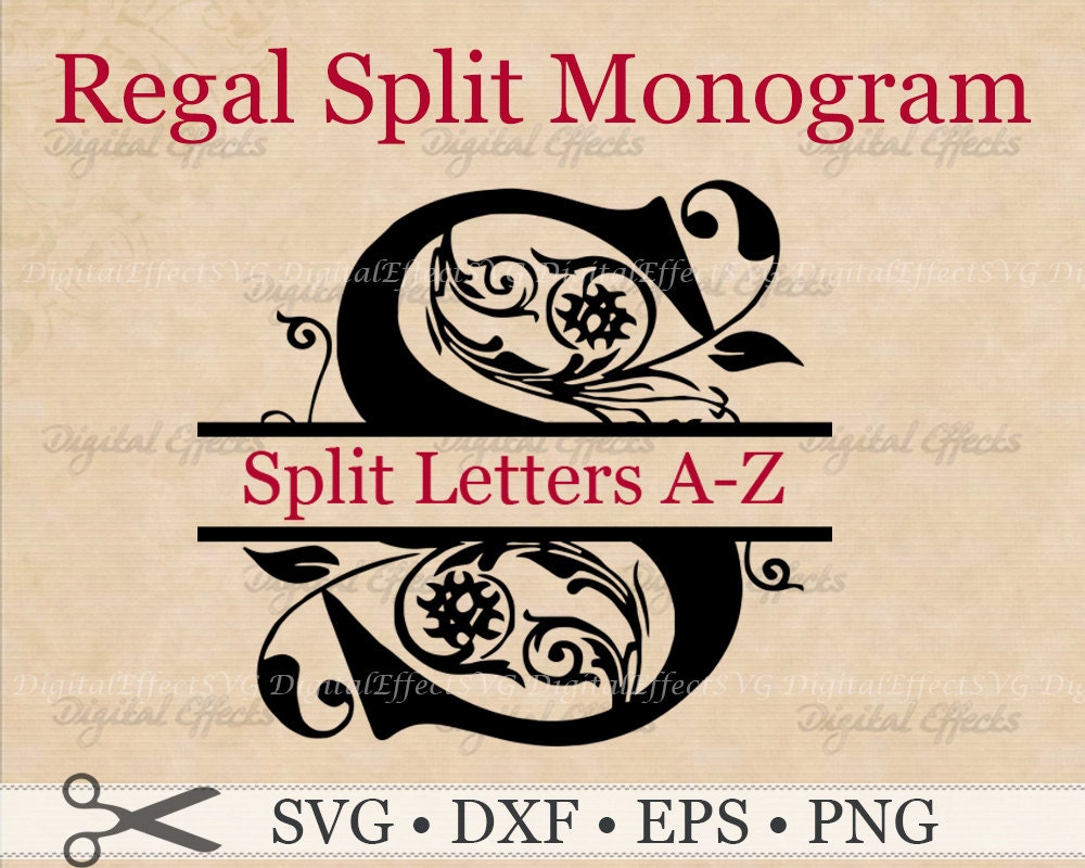 Download REGAL SPLIT MONOGRAM Svg, Dxf, Eps & Png Files, Regal Split Font Alphabet Digital, Silhouette ...