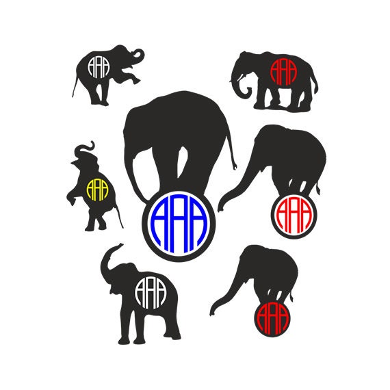 Elephant monogram svg elephant clipart Cutting Template SVG