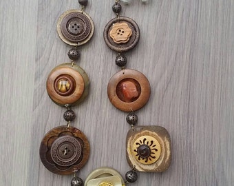 Items similar to Reclaimed Vintage Button Wire Wrapped Pendant Necklace ...